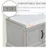 Storage Bench with 2 Drawers and 2 Cabinets,Shoe Bench with Removable Cushion for Living Room,Entryway - Gray Wash - Solid Wood