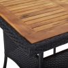 5 Piece Patio Dining Set Poly Rattan and Acacia Wood Black - Black
