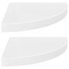 Floating Corner Shelves 2 pcs High Gloss White 13.8"x13.8"x1.5" MDF - White