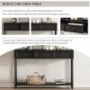 Console Table Sofa Table with Drawers for Entryway with Projecting Drawers and Long Shelf - Espresso - Solid Wood+MDF