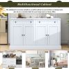 Kitchen Sideboard Storage Buffet Cabinet with 2 Drawers & 4 Doors Adjustable Shelves for Dining Room,Living Room - White - Particle Board