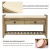 Shoe Rack with Cushioned Seat and Drawers,Multipurpose Entryway Storage Bench - Gray Wash - Solid Wood