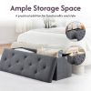 Folding Storage Ottoman Bench, Ottoman Foot Rest, End of Bed Bench, Storage Chest, with Flipping Lid - Gray - Polyester