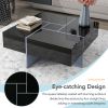 ON-TREND Unique Design Coffee Table with 4 Hidden Storage Compartments, Square Cocktail Table with Extendable Sliding Tabletop 31.5"x 31.5"