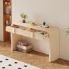 Unique Modern Rounded Silhouette and Smooth Surface Console Table with 2 Drawers for Living Room and Entryway - Apricot Cream - MDF