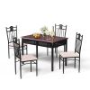 5 Pieces Dining Set Wood Metal Table and 4 Chairs with Cushions - Beige