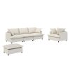 [New+Video] 3 Piece Living Room Sofa Set,Modular L Shaped Chenille Sectional Couch, 2 Colors - as Pic