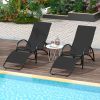 2-in-1 Outdoor Rocking Chair with 4-Position Adjustable Backrest for Patio Porch Poolside - Black