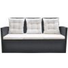 6 Piece Patio Dining Set with Cushions Poly Rattan Black - Black
