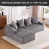 Gray Compression Sofa, Memory Foam 3-Seater Sofa