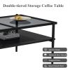 Coffee Table and End tables Set of 3, Tempered Glass Table with MDF layer, Modern Tables for Living Room , Gray Glass - as Pic