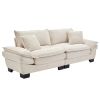 Corduroy Sofa Sleeper Couch Loveseat Sofa with Pillows Comfy Upholstered Deep Seat Sofa -Beige Corduroy - as Pic