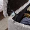 Grey Storage Ottoman Bench for End of Bed Gold Legs, Modern Grey Faux Fur Entryway Bench
