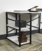 Furnish Home Store Sage Black Metal Frame 47" Wooden Top 2 Shelves Writing and Computer Desk for Home Office, White - as pic