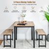 3 Pieces Dining Table Set with 2 Benches for Dining Room Kitchen Bar - Natural