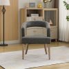25.79" Wide Modern Barrel Open Back Accent Chair with Wooden Legs for Dining Room, Club, Kitchen and Living Room.Gray PU - as Pic