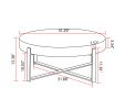 31.29"Modern Retro Splicing Round Coffee Table, Fir Wood Table Top with Black Cross Legs Base(Same SKU:W75770652) - as Pic