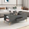 Modern Lift Top Coffee Table Multi Functional Table with Drawers - White+gray - MDF+Steel