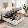 Queen Size Storage Upholstered Hydraulic Platform Bed with Integrated Headboard, Chenille Fabric, Beige - as Pic