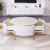 Modern Round Coffee Table with 2 large Drawers Storage Accent Table(31.5'') - White - MDF