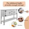 48'' Solid Wood Sideboard Console Table with 2 Drawers and Cabinets and Bottom Shelf, Retro Style Storage Dining Buffet Server Cabinet-Antique White