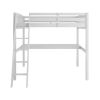 Everest White High Loft Bed with Desk and Storage, Heavy Duty Solid Wood Twin Size Loft Bed Frame with Stairs