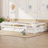Twin Size Floor Bed, Montessori Floor Bed with Fence, Kids Montessori Bed Twin Size, Wood Montessori Floor Bed for Kids, Girls, Boys(WHITE) - as Pic