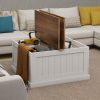 31.5" Farmhouse Coffee Table, Square Wood Center Table with Hinged Lift Top, Rustic Cocktail Table with Large Hidden Storage Compartment-White
