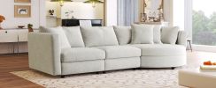 U_STYLE Three Indoor Cushioned Combination Sofas with Three Pillows and Curved Seat