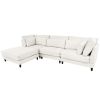 U_Style Modern Modular Sectional Sofa with Movable Ottoman, 110 Inch 4 Seat Sofa Set with 5 pillows, Unique Piping Stitch Design