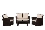 4-Pieces Outdoor Patio Furniture Set PE Rattan Wicker with Brown - as Pic