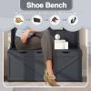 Hall Tree with Storage Bench, Entryway Bench with Drawer and 5 Hooks, Coat Rack with Display Shelf for Hallway Entryways, Dark Blue - as Pic