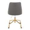 Marche Contemporary Adjustable Office Chair with Casters in Gold Metal and Grey Faux Leather by LumiSource - as Pic