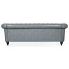 84.65" Rolled Arm Chesterfield 3 Seater Sofa. - Grey