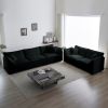 Modern Sofa Couch, 3 Piece Set Extra Deep Seat Sectional Sofa, Oversized Sofa, 3 Seat Sofa, Loveseat and Single Sofa, Black Chenille - as Pic