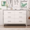 Elegant High Gloss Dresser with Metal Handle,Mirrored Storage Cabinet with 6 Drawers for Bedroom,Living Room - White - MDF