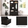 Hall Tree with Storage Shoe Bench for Entryway and Hallway, 4-in-1 Design Coat Racks with 4 Hooks for Living Room, Black - as Pic
