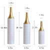 Floor Metal Vases Decorated White Metal vases Set of 3 large glazed metal vases 24in/28.7in/33.5in height - as Pic