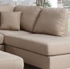 Sand Color 3pcs Sectional Living Room Furniture Reversible Chaise Sofa And Ottoman Polyfiber Linen Like Fabric Cushion Couch - as Pic