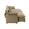 Corduroy Two-Seater Sofa with 2 Footrest, 2-Seater Sofa with Ottoman for Small Living Spaces, Tan Corduroy Sofa - as Pic