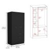 Crete 2 Piece Bedroom Set, Armoire + Drawer Dresser, Black / Pine - Black / Pine