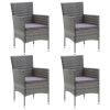 5 Piece Patio Dining Set with Cushions Poly Rattan Gray - Gray
