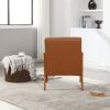 COOLMORE Modern Accent Chair, Solid Wood Padding Lounge Armchairs With One pillow for Living Room, Bedroom, Guest Room (Light Brown PU) - as Pic
