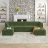 U shape Modular Sectional Sofa, Compressed Sectional Sofa Modern Minimalist Style Corduroy Couch, Sleeper Sofa-GREEN - as Pic