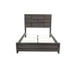 Grey Finish 1pc King Size Panel Bed Beautiful Wooden Bedroom Furniture Box Design Headboard FB Rubber wood Paper veneer - as Pic