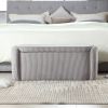 COOLMORE Storage Ottoman,Bedroom End Bench,Upholstered Fabric Storage Ottoman with Safety Hinge (Light Gray) - as Pic