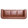 84.65" Rolled Arm Chesterfield 3 Seater Sofa. - Brown
