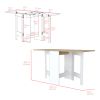 Folding Dining Table Evart, Living Room, White / Macadamia - White / Macadamia