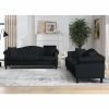 79" Chesterfield Sofa Black Velvet for Living Room, 3 Seater Sofa Tufted Couch with Rolled Arms and Nailhead