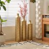 Floor Metal Vases Decorated White Metal vases Set of 3 gorgeous home decoration large glazed metal vases 25.2in/29.33in/34.25in height - as Pic